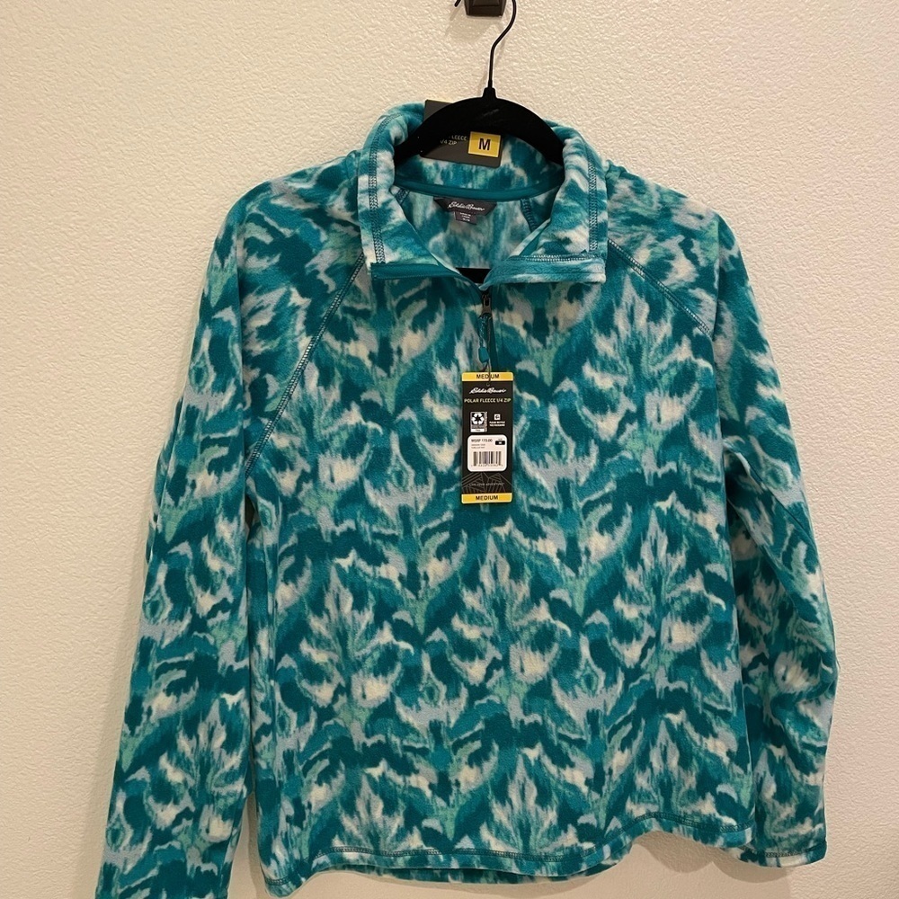 NWT Womens Eddie Bauer Polar Fleece 1/4 Zip Blue Size M - Picture 5 of 8